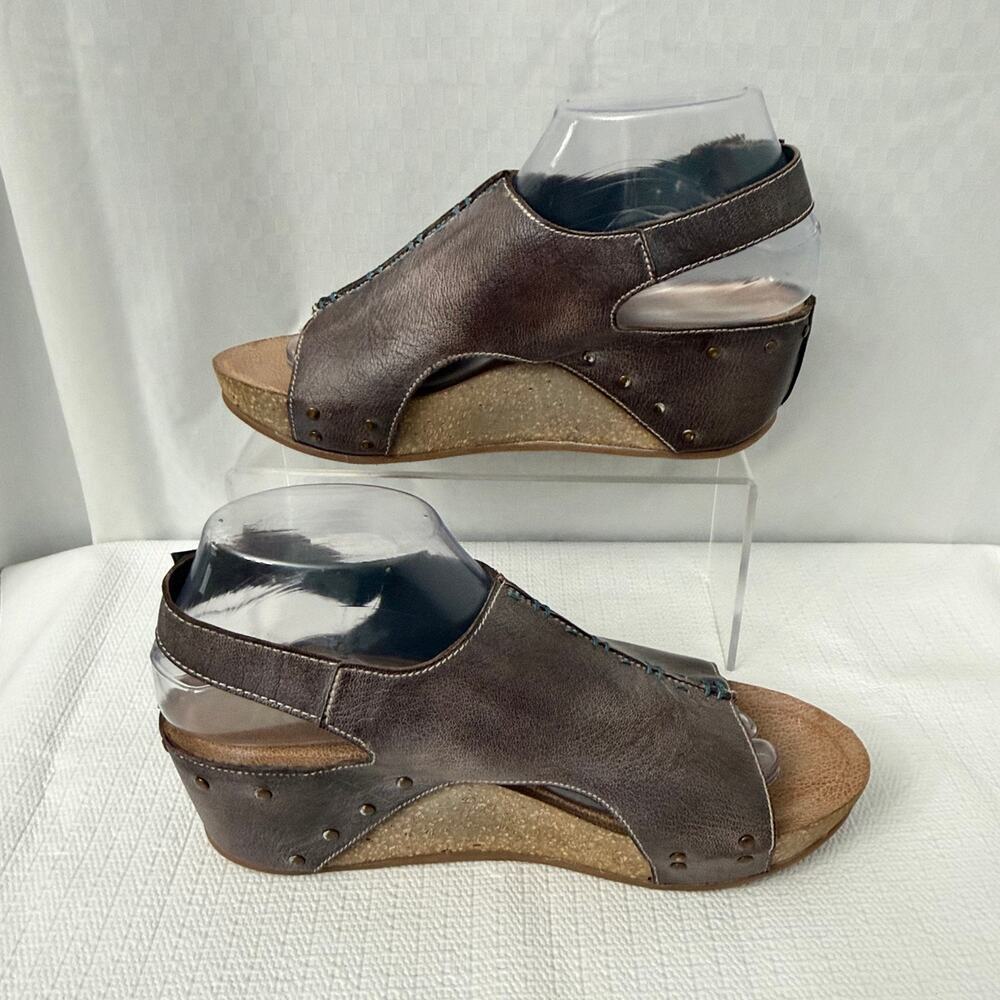 Roan by Bed Stu Fortnite Wedge Sandals Womens Size 9 Studded Brown Leather - Picture 11 of 12